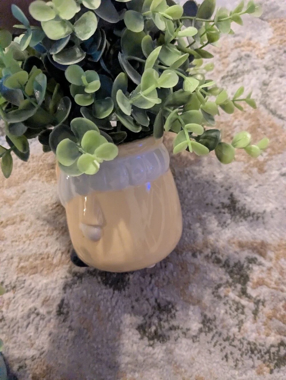 Ceramic Yellow Gnome Planter with White Hat - Decorative Home Accent